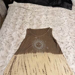 Brown and Cream Sunburst Women's Top